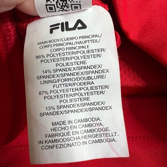 Fila Grete High Neck Sports Bra SMALL Red Racerback Longline Athletic Workout - Picture 10 of 12